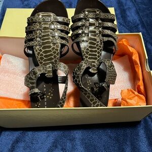 Luxe Brown Snake Print Sandals